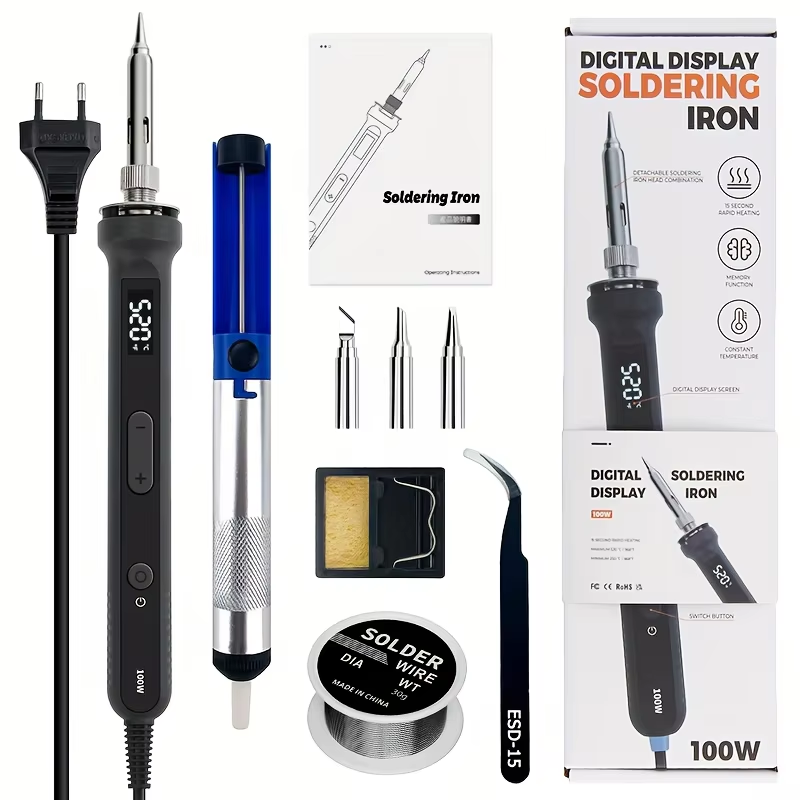 Electronics Repair Kit With Soldering Iron - Kit de soldador digital de 100W,