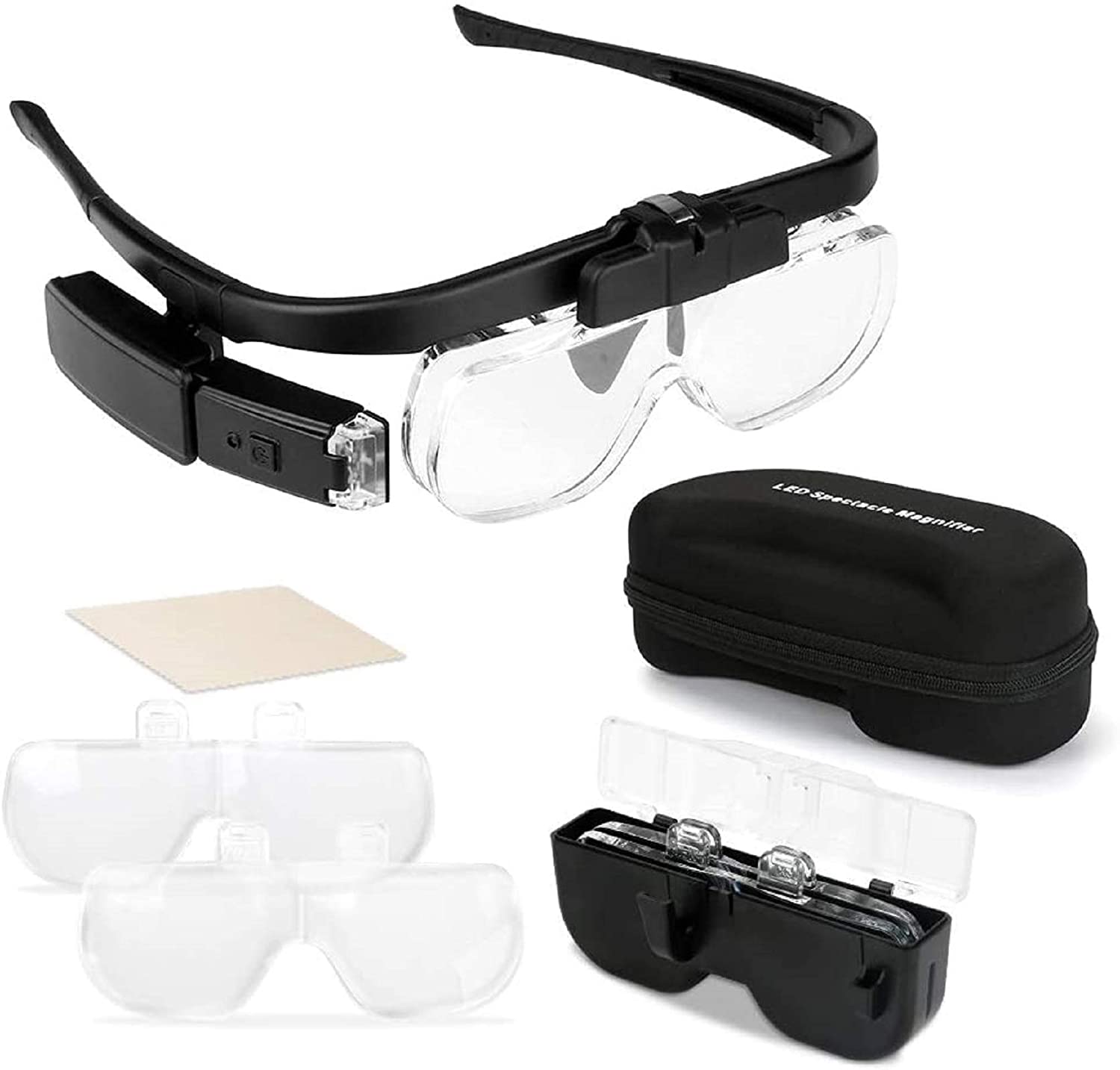Electronics Repair Glasses - Lupa 1,5X/2X/ 2,5X/3,5X/4X/4,5X recargable por USB