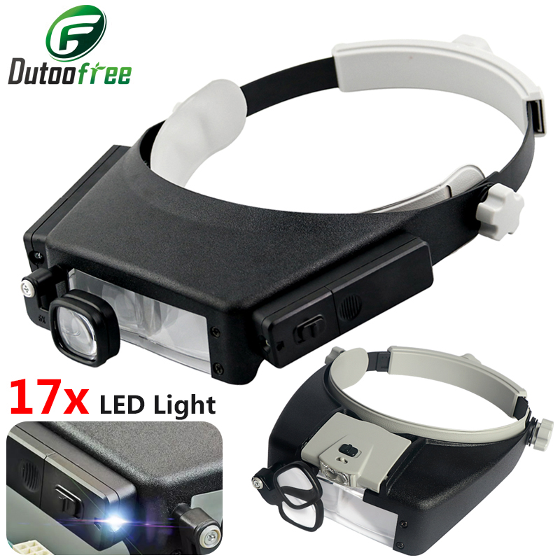 Nueva diadema lupa luces LED l - Electronics Repair Glasses reseña y precio