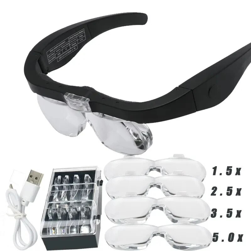 Lupas montadas en la cabeza co - Electronics Repair Glasses reseña y precio